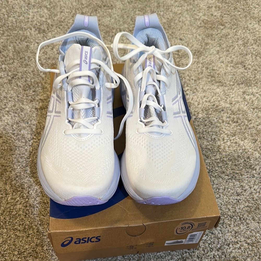 ASICS White and Purple Athletic Shoes Lightweight Design